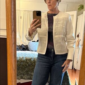 Worth Women's Cream Textured jacket. Perfect weight for classy winter jacket.